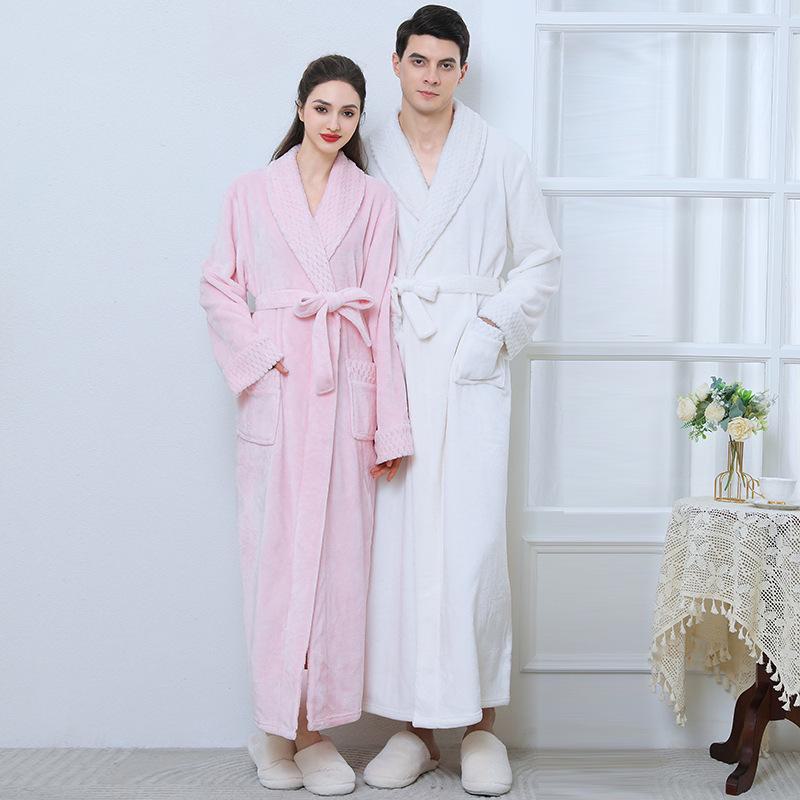 European & American Style Thick Flannel Bathrobe Pajamas for Autumn & Winter