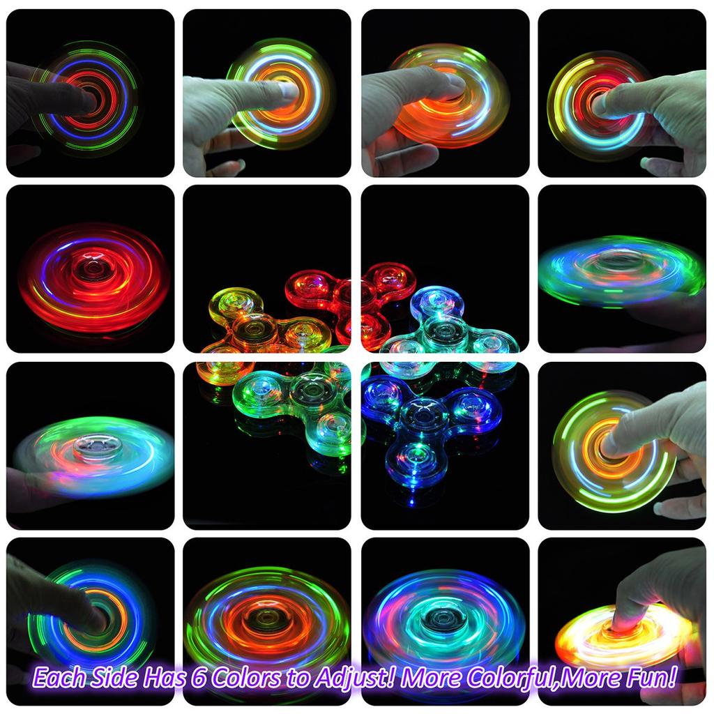 FIGROL LED Finger Spin Widget Focus Toy LED Hand Spinner Stress Relief Kill Time Brain Tray Ball Beard Green Spinner,