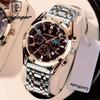 Мужские часы, роскошные деловые кварцевые часы, спортивные мужские наручные часы с ремешком из нержавеющей стали, кожаные водонепроницаемые светящиеся часы