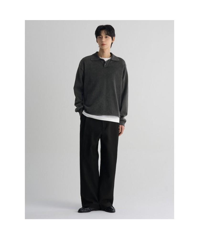 8SECONDS Curved Wide Fit Cotton Slacks Black
