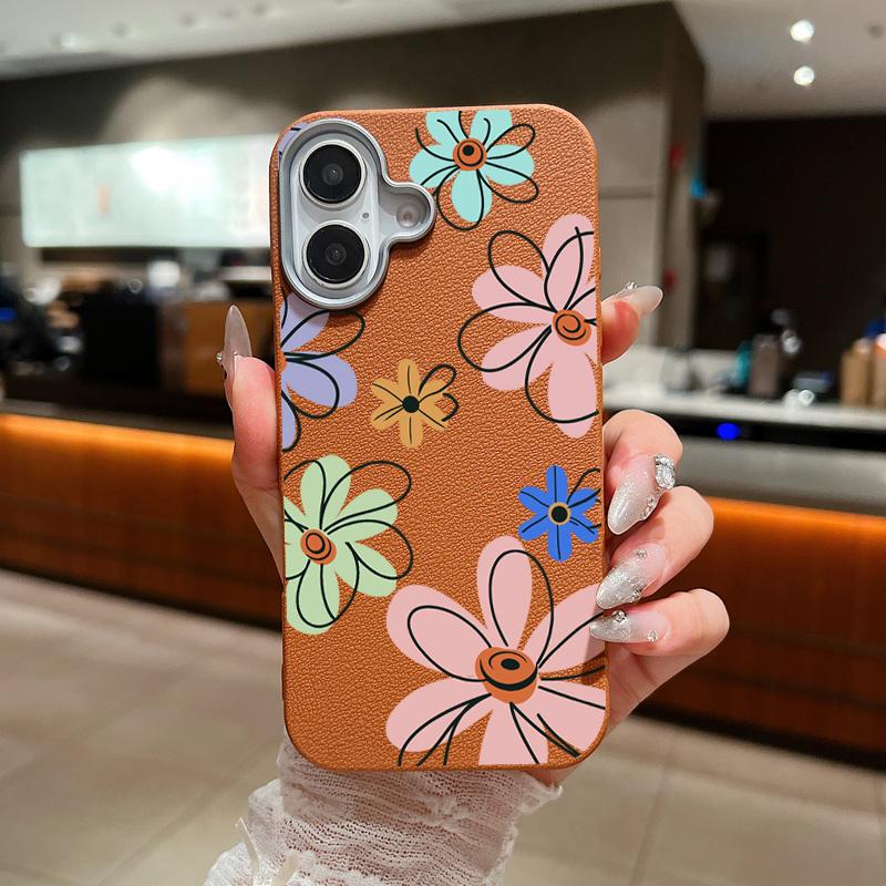 Простой цветочный узор матовый ударопрочный мягкий чехол для телефона iPhone 16 Pro Max 15 Pro 14 Plus 13 12 11 тонкий чехол-бампер из кожи TPU с текстурой