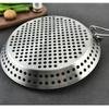 Stainless Steel BBQ Grill Pan , Round Perforated Grilling Basket with Handle, Outdoor Grill Topper for Vegetables, Meat, Pizza