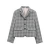Весна 2025 Женский Универсальный Клетчатый Пиджак Повседневный Однобортный с Лацканами