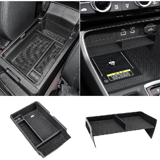 2PCS Center Console Organizer Tray And Armrest Storage Box Compatible With 2026 2025 2024 Honda CRV Accessories Ert Secondary Storage Box With ABS