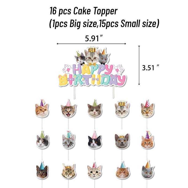 Украшения для дня рождения в кошачьей тематике Латексные шары Топперы для торта Баннеры И многое другое! Идеально для персонажей-любителей питомцев)