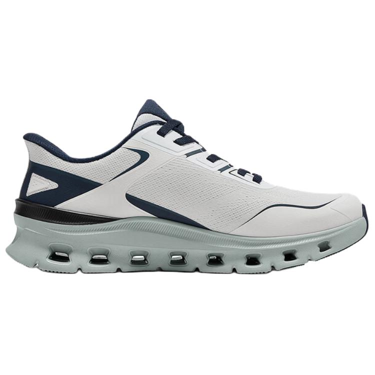 Skechers Спортивные Беговые Кроссовки Мужские Низкие Экру Синие 233112-WNV