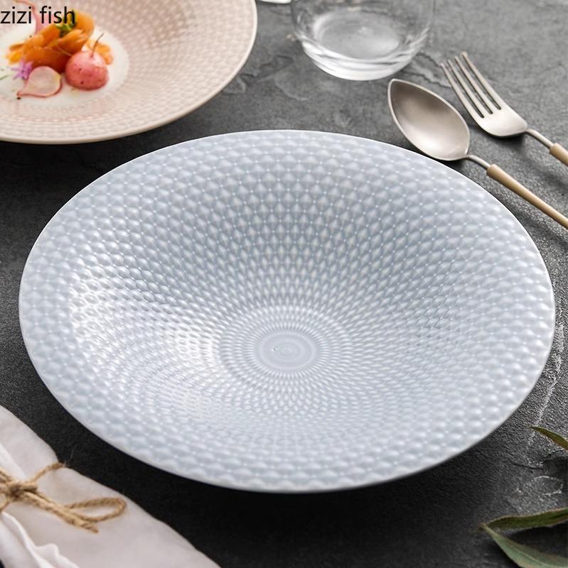 Рельефная текстура керамическая миска креативная толстая суповая миска миска для фруктового салата миски для пасты десертные миски отельная фирменная посуда