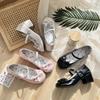Round Head Cute Bow Lo Shoes Mary Jane Shoes 2025 Summer New Super Fairy Temperament Sweet Thick Heel Small Leather Shoes