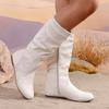 Flats Warm Cotton Shoes Women High Boots Winter Suede Snow Boots  Trend Round Toe Casual Walking Western Botas Mujer Zipper