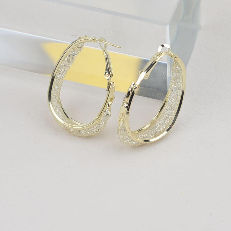 Boho Silver Oval Earrigns Large Hanging Anti Allergy Silver Needle Earrings Hoops Fashionable Circle Design Luxury Earrings