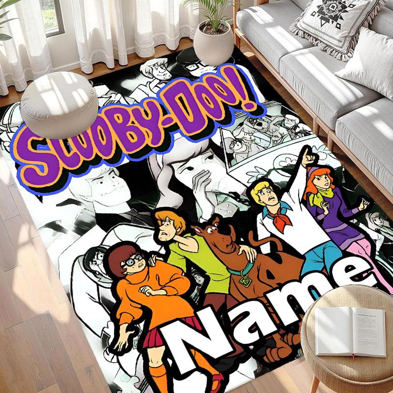 Custom Name Personalized Scooby Print Carpet, Versatile Home Decor Rug, for Playroom, Apartment, Balcony, Entryway, Hallway Gift