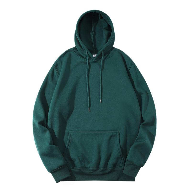 Men's Solid Color Fleece Hoodie with 3D Patch Pocket - Autumn/Winter Collection