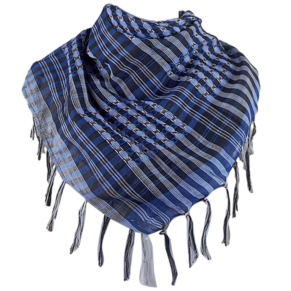 Shemagh Desert Scarf Colorblock Houndstooth Pattern Arab Keffiyeh Shawl Wrap with Tassels Scarves Bandana Head Wraps