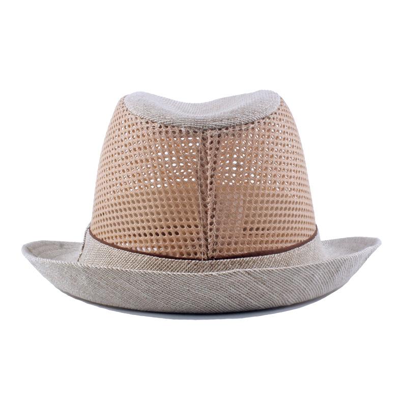 Мужская летняя шляпа, солнцезащитная шляпа для среднего и пожилого возраста, сетчатая полая соломенная шляпа, британская джазовая шляпа