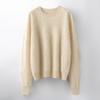 2025 Autumn/Winter Women's Seamless Knit Wool Sweater - Round Neck, Loose Fit, Plus Size, Long Sleeve Top