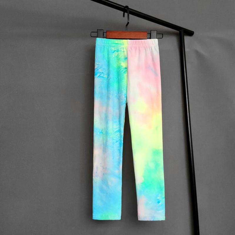 Spring Autumn Kids Pants Colorful Fluorescent Color Printing Leggings For Girls Trousers Baby Girls Soft Elastic Skinny Pants