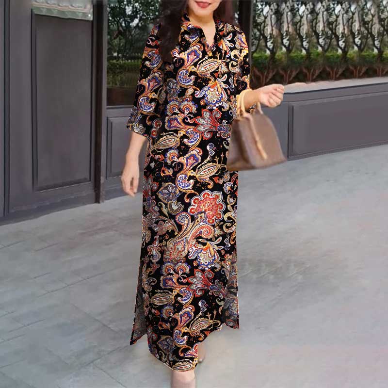 ZANZEA Женское повседневное платье-рубашка с отложным воротником и рукавом 3/4