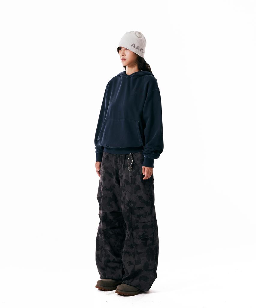 AAKAM Knee Pin-Tuck Camouflage Twill Pants (Black)