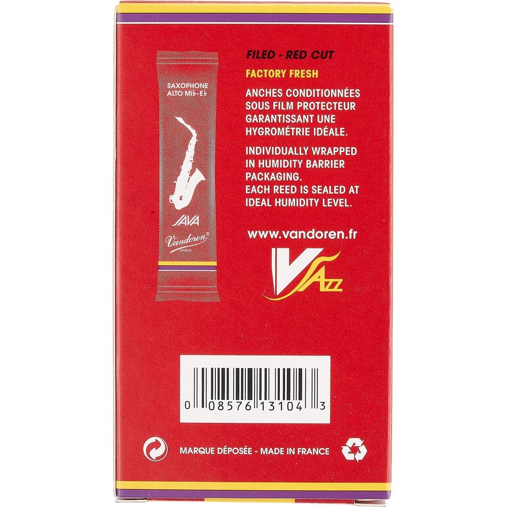 Van Doren Alto Saxophone Reed JAVA FILED RED CUT Hardness: 3 (10 Pieces)