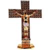 Metal Crucifix (Jesus Christ On The Cross) with Glittering Gemstones: For Home, Altar or Car