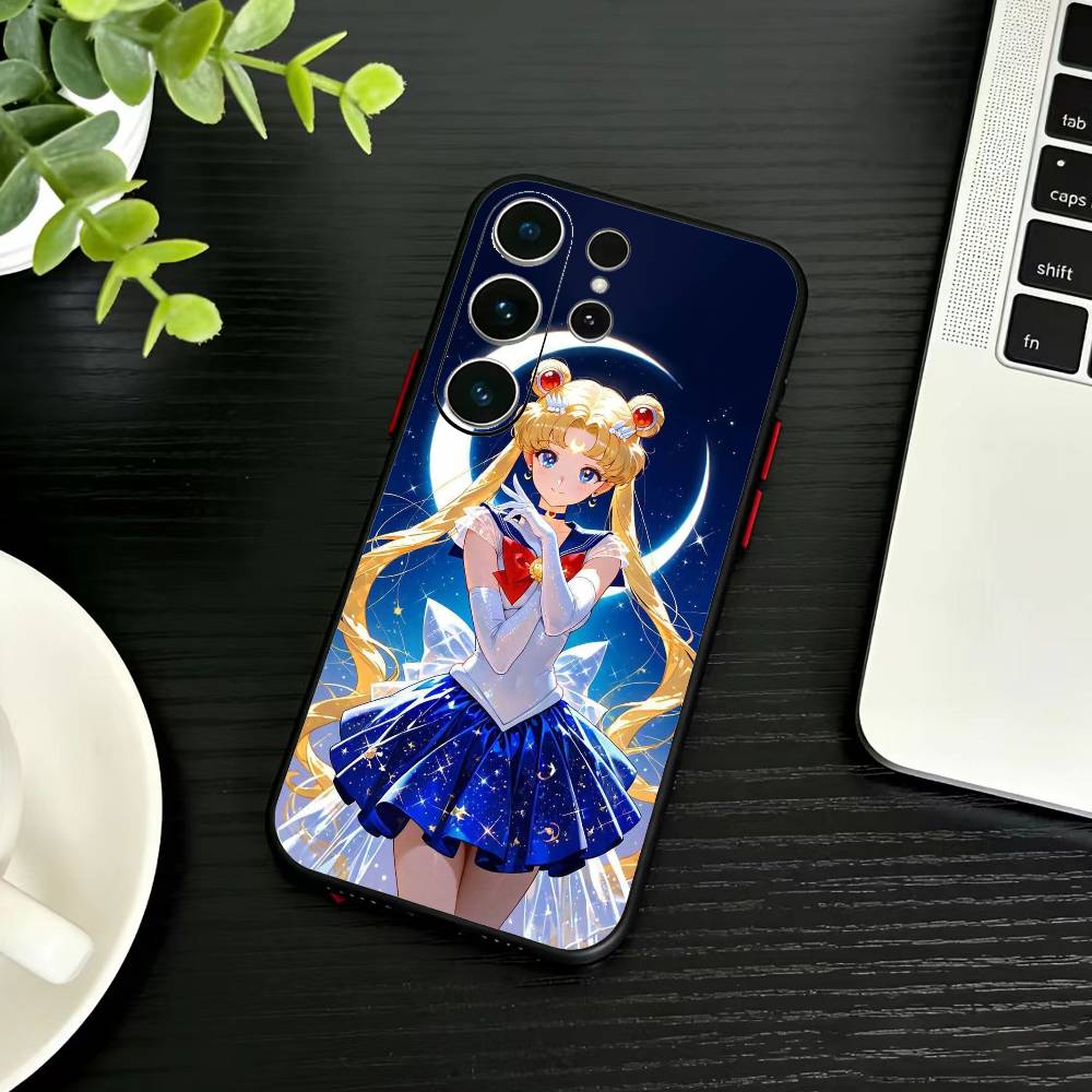 Мультяшный чехол для телефона D-Sailor M-Moons для Samsung S26, S25, S24, S23, S22, S21, S20, S30, Ultra, Plus, Fe, Note, 5G Черный чехол