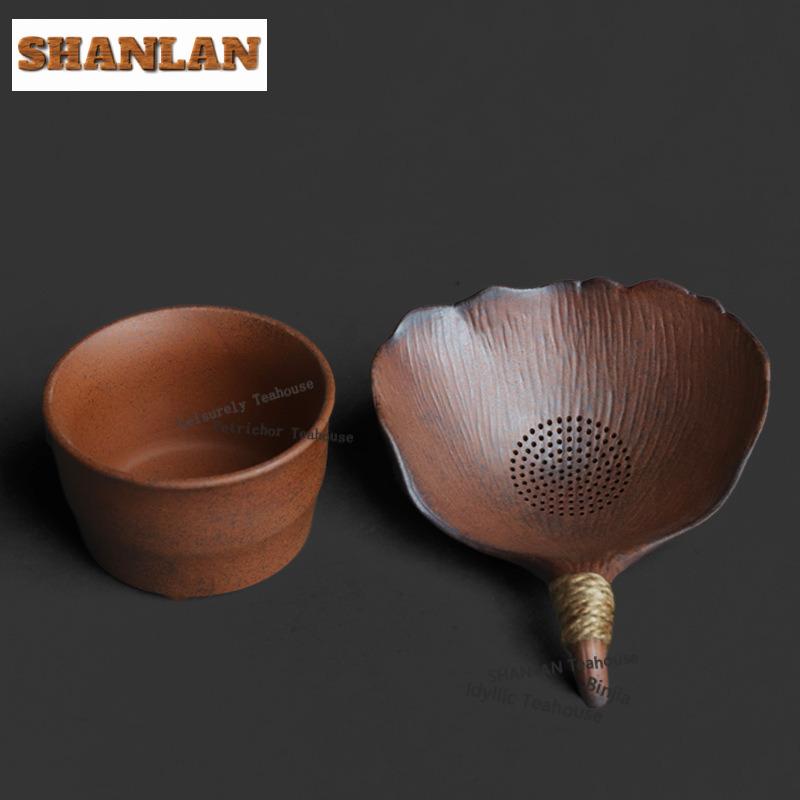 Coarse Pottery Old Rock Clay Three-legged Tea Separator Infusor Vintage Tea Strainer Dispenser Tea Making Tea Filter Drinkware