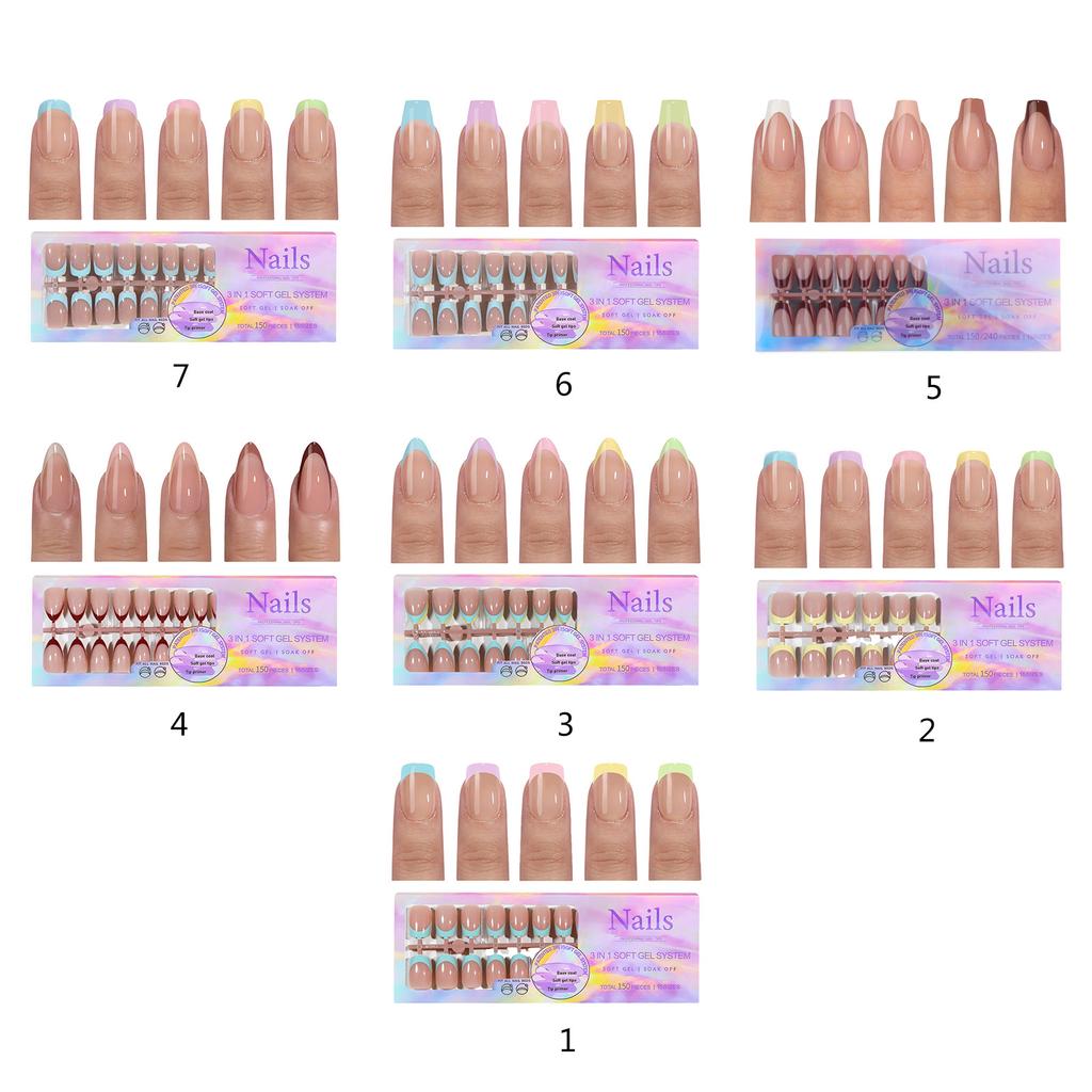 Накладные ногти с французским типом Съемные накладные ногти Накладные ногти с полным покрытием Искусственные накладные ногти Маникюрные принадлежности