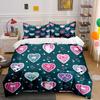 Romantic Heart Floral Decor Set Soft Skin-Friendly Bedding Set Includes 1 Duvet Cover And 2 Pillowcase, Gift