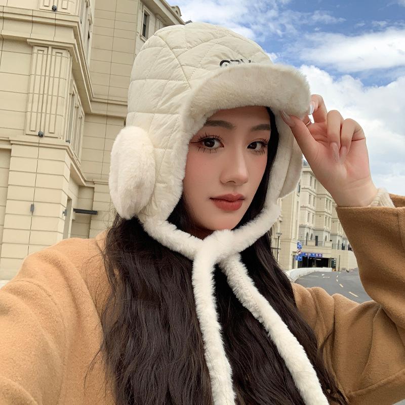 Корейская новая осенне-зимняя шапка для женщин, однотонная, универсальная, с большими ушками-карманами, на шнурке, шапка-ушанка Лей Фэн, зимняя, для улицы, теплая, для защиты ушей