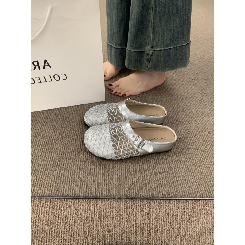 Нишевые полые дышащие сетчатые вязаные сумки головные полушлепанцы женские летние носить на педали толстая подошва рыболовная сеть