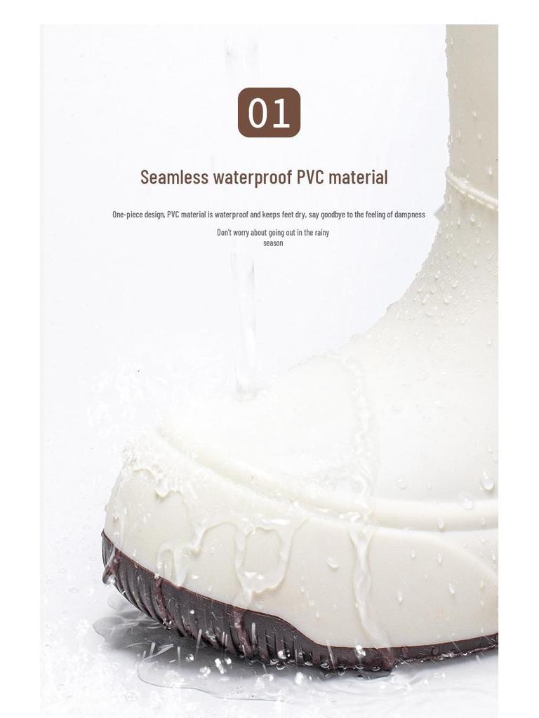 Женские водонепроницаемые резиновые сапоги до середины икры, нескользящая резиновая подошва с хлопковой подкладкой для использования на улице и на кухне.