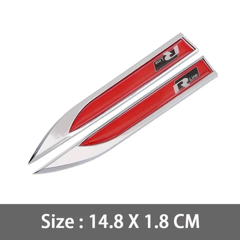 RSQ1 VW 2026 Hot 2pcs Metal 3D R line Logo Rline Car Fender Side Wing Emblem Badge Sticker For VW Golf 6 5 7 8 MK7 MK6 Tiguan Polo Sa