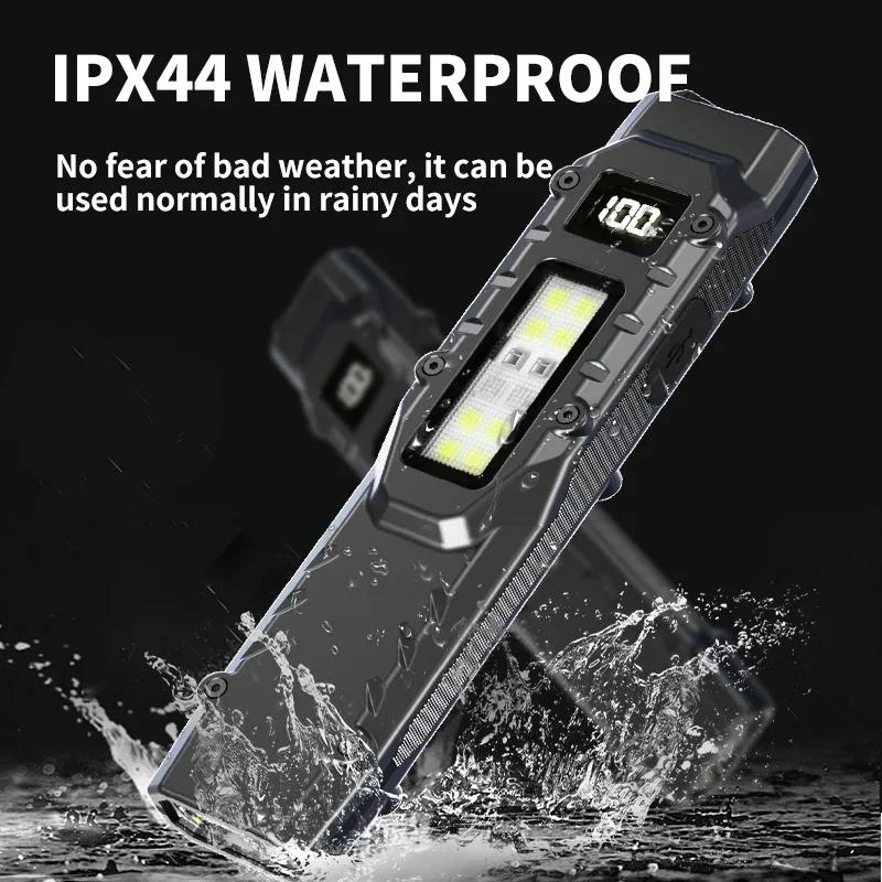 Портативный EDC фонарик USB перезаряжаемый светодиодный фонарик IPX44 водонепроницаемый светодиодный рабочий свет для аварийного кемпинга, черный