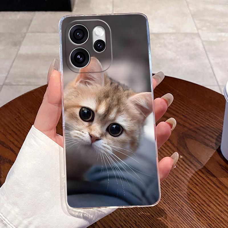 Чехол для OPPO Reno 15 FS 15F Reno15 F Reno15F 5G Чехол для телефона Эстетичный Модный Милый Кот Мягкий Силикон Прозрачный ТПУ Задняя Крышка