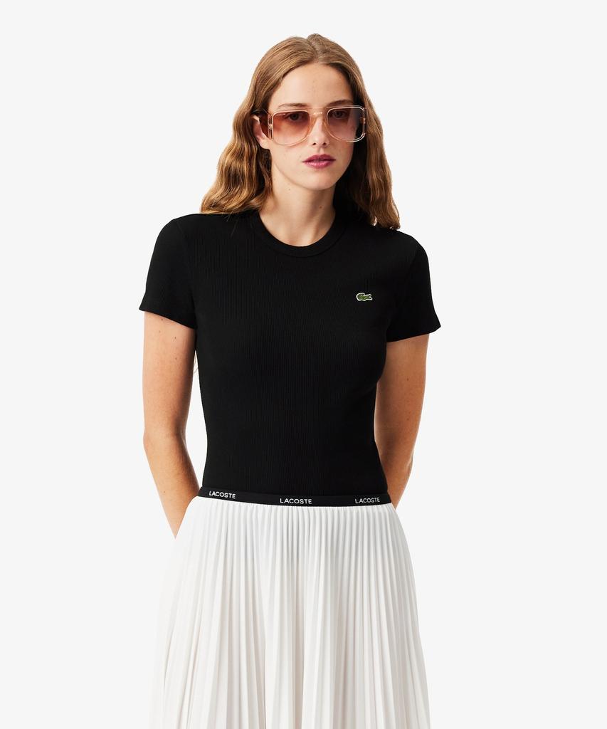 LACOSTE Женская облегающая футболка с коротким рукавом в рубчик Tf5538-56G 031