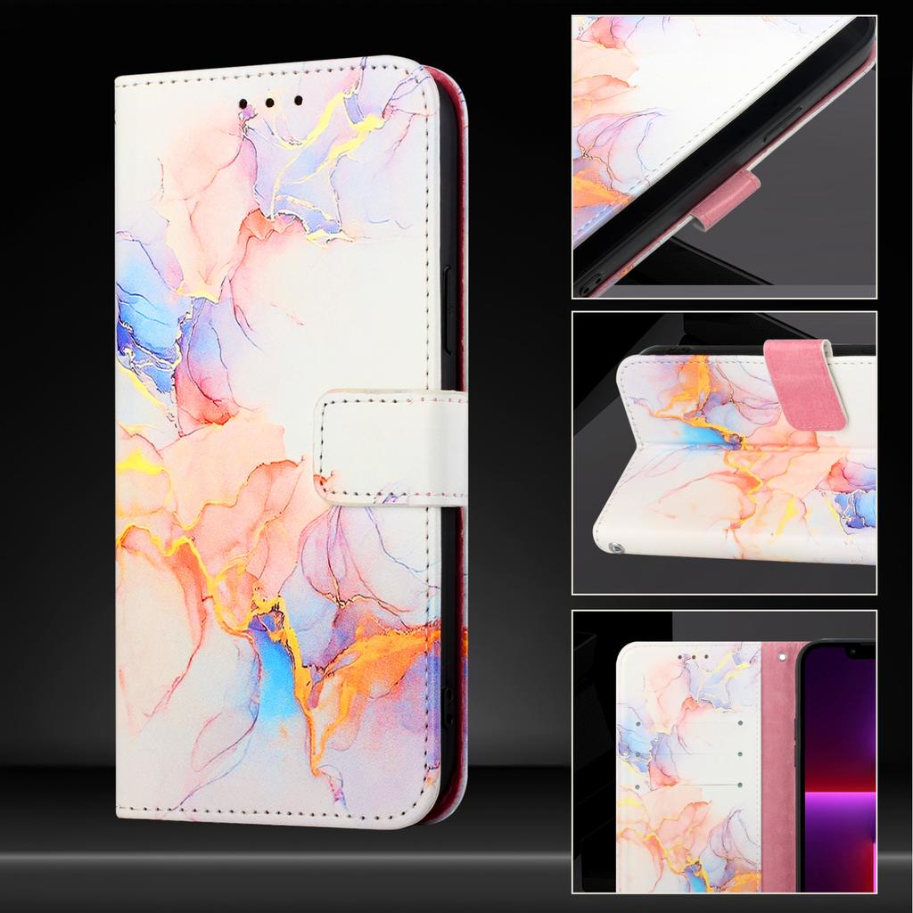 Iridescent Flowing-Watercolor Pattern PU Leather Magnetic Shockproof Case for iPhone,Samsung,Huawei,Xiaomi,vivo,Oppo,Moto,Tecno,TCL,Infinix,itel.More
