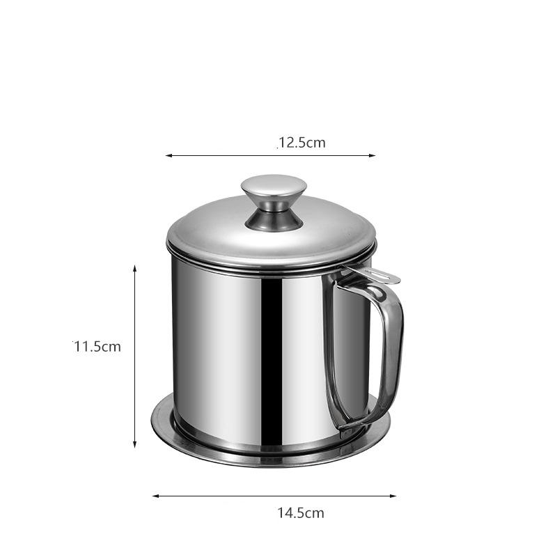 1.3L Kitchen Stainless Steel Oil Filter Pot with Tray High Capacity Lard Tank Residue Strainer Grease Separator Cooking Utensils