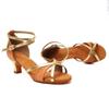 Latin Dance Shoes Women Girls Satin Tango Salsa Ballroom Dancing Shoes Middle Heel 5cm Indoor