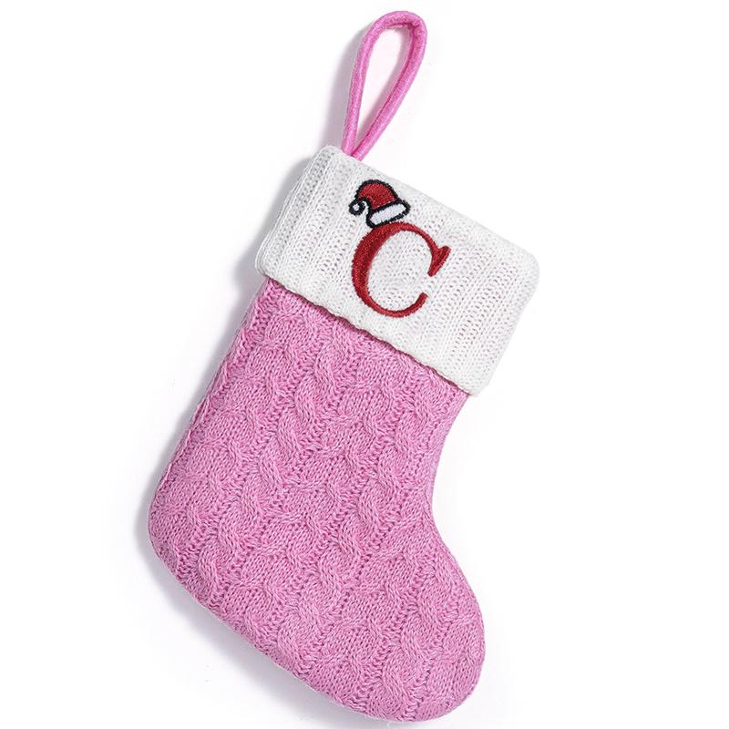 3d Pendant Gift Bag Letter Embroidered Gift Pendant Christmas Tree Decoration Pink Christmas Socks