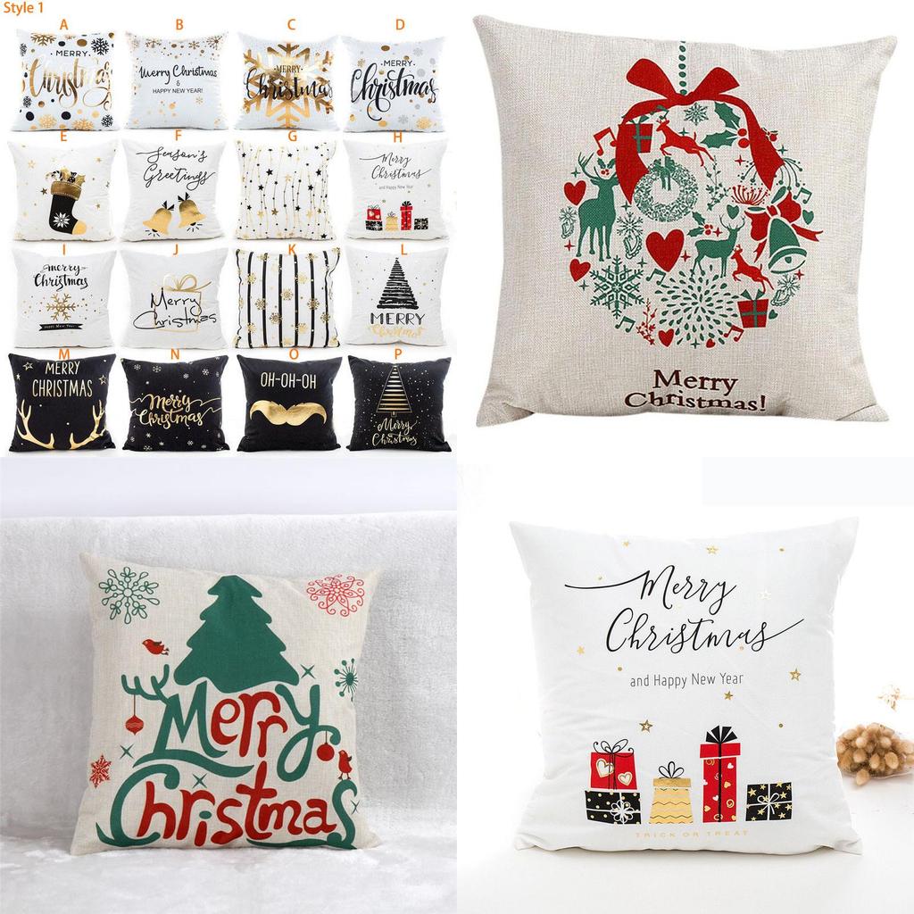 Luxurious Christmas Pillow Case Glitter Cotton Linen Sofa Throw Cushion Cover For Cozy Living