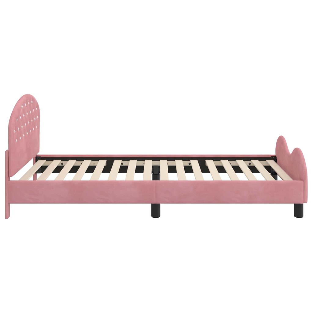 Children s Bed Frame with Headboard Pink 90 x 190 cm Velvet
