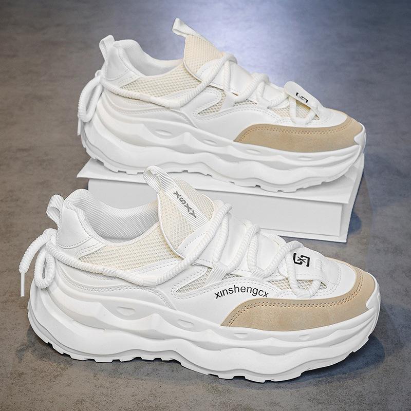 Мужская обувь лето 2025 новая дышащая спортивная повседневная сетчатая обувь мужская модная на толстой подошве увеличивающая рост кроссовки для бега обувь для папы