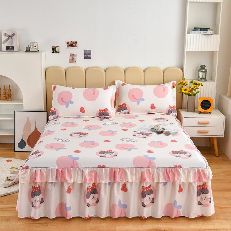 Новая хлопковая юбка-кровать с корейским принтом, хлопковая юбка-кровать, покрывало, одноместное, двойное, предметы домашнего обихода