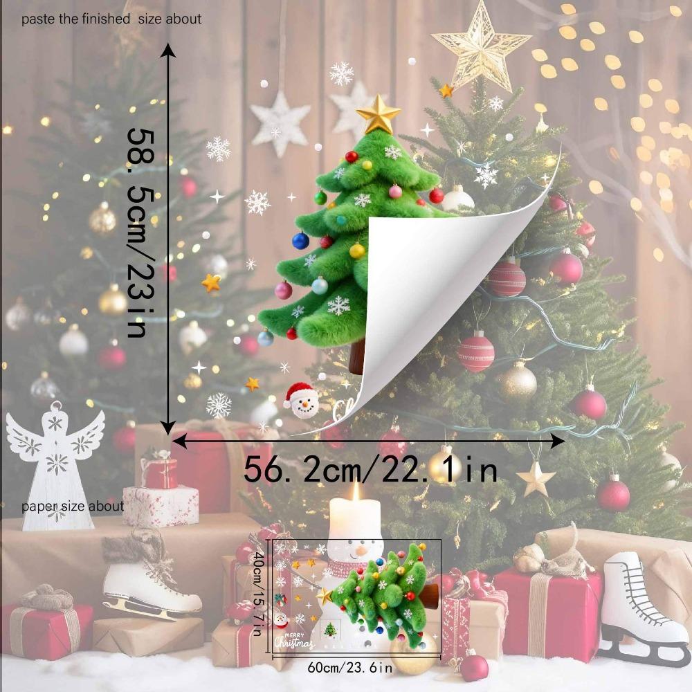 2D Flat Printed 3D Christmas Static Cling Decal Waterproof Xmas Party Door Stickers New Year