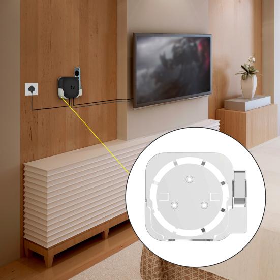 Set Top Box Holder Universal Wall Mount Media Player Stand Cradle for Apple TV 4K/HD-compatible/2nd 3rd 4th 5th 6th Gen