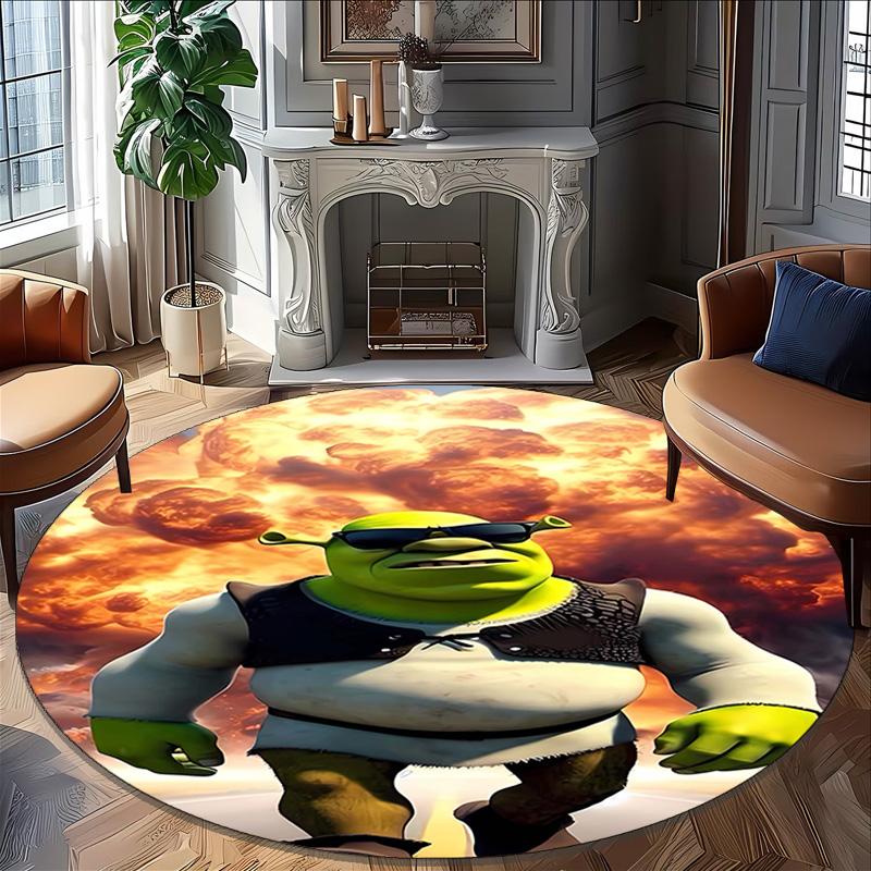 1pc Shrek2 Design Printed Area Round Carpet for Bedroom Living Room Home Decor Rugs Mat Non Slip Mat Rug for Bedside