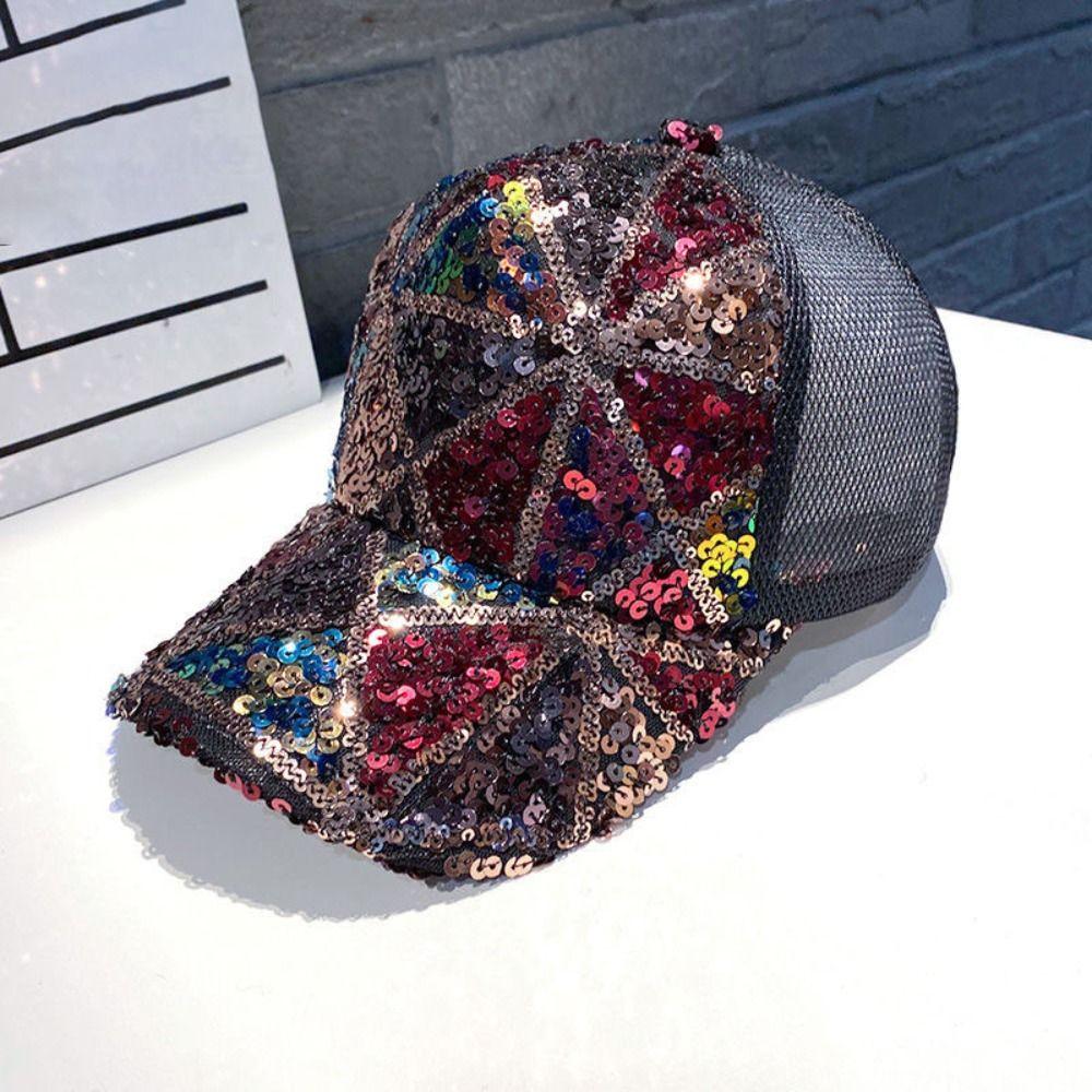 Хлопковая блестящая кепка-сетка, регулируемая, бейсболки-сетки, модные солнцезащитные шляпы для женщин, девушек