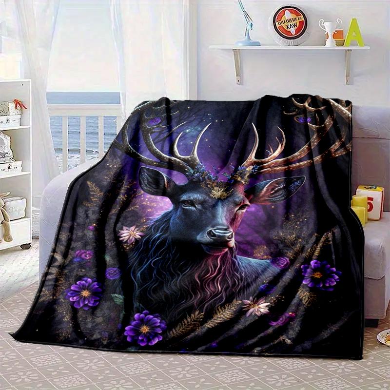Deer With Floral Crown Blanket Flannel Blanket Throw Blanket Sofa Cover Blanket Soft Premium Blanket Picnic Blanket Tv Blanket Gifts