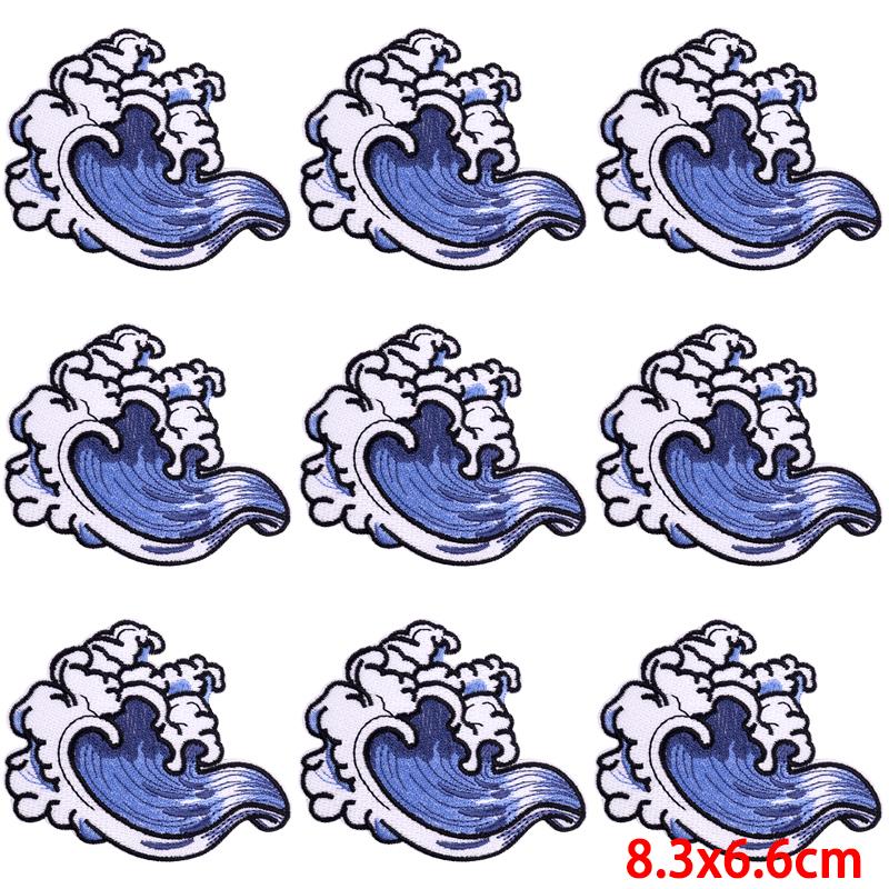 10Pcs/Lot Landscape Sunset Sewing Fusible Embroidery Patch Iron On Patches For Clothing Outdoor Embroidered Patches On Clothes