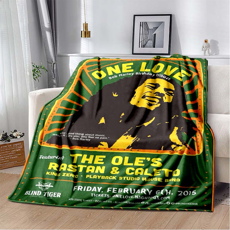 Bob Marley Album Blanket Reggae Music Jamaican Style Soft Flannel Blanket Home Sofa Bed Cover Warm Travel Christmas Gift Blanket